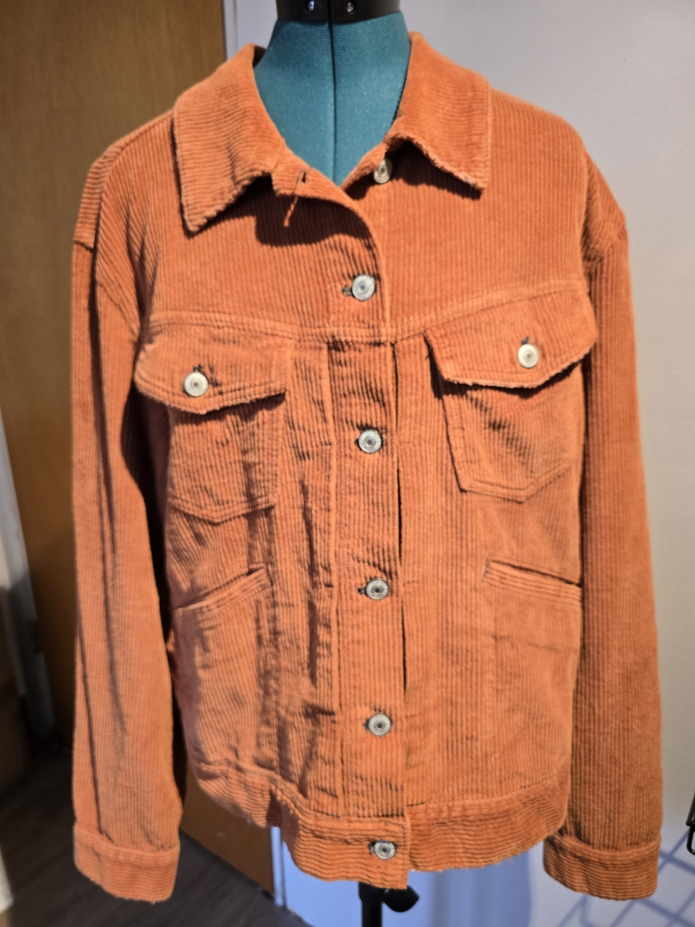 Free People Rust Orange Corduroy Jacket Sz Large Womens